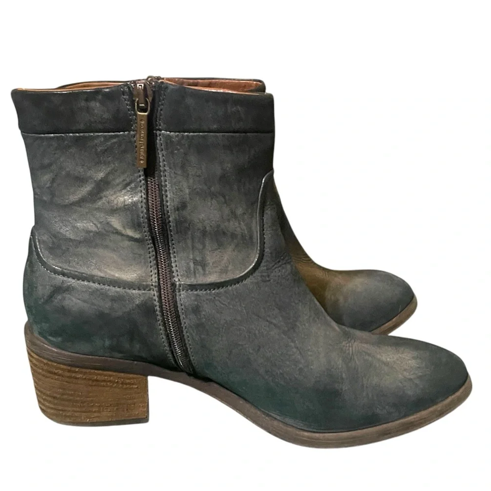 Donal J Pliner Darua Gray Leather Ankle Boots Western Vibe Side Zip Women’s 8.5